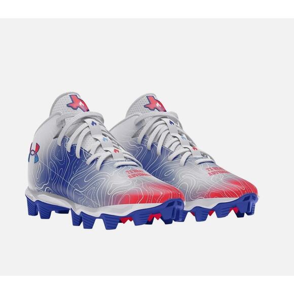 Under Armour Boys Spotlight Fran RM 4 TX Football Cleats 4.5 Red White Blue NWOB - Picture 1 of 13
